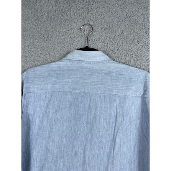 Boss By Hugo Boss Mens Size L Light Blue Long Sleeve Button Up Shirt - Picture 11 of 12